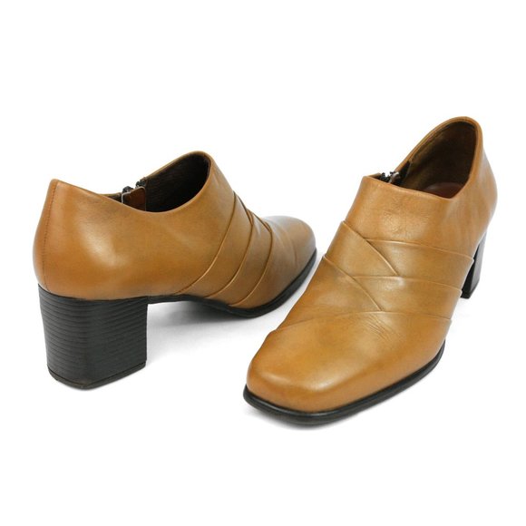 G. Wiz Leather Booties Loafers Square Toe Heels - Picture 1 of 8